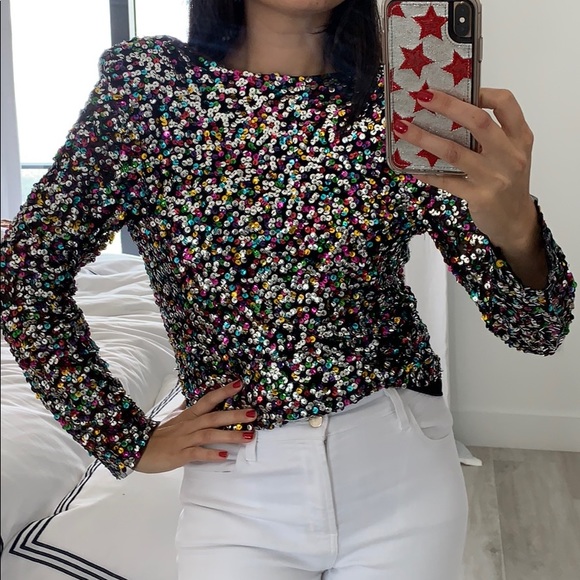 mango rainbow sequin dress